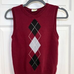 Crazy 8 Argyle Red V-Neck Sweater Vest Boys Size M 7-8 Holiday Preppy Dressy